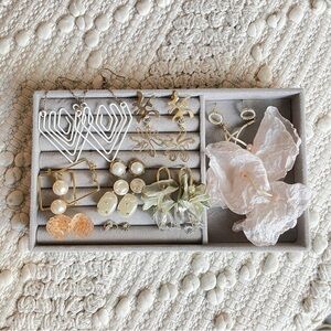 9PC Earring Lot Drop Earrings Hoop pearl Beaded Silver stone